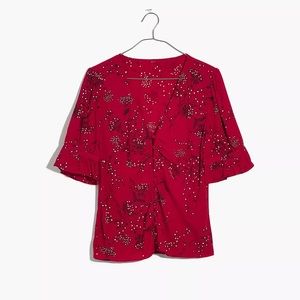 Madewell’s Daylight Top in Red Floral. Ruffled sleeves, button up, perfect top!